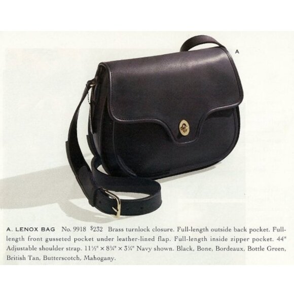 Coach Vintage - Lenox Crossbody Bag 9918, Black + Brass - USA 1980s - Picture 4 of 12